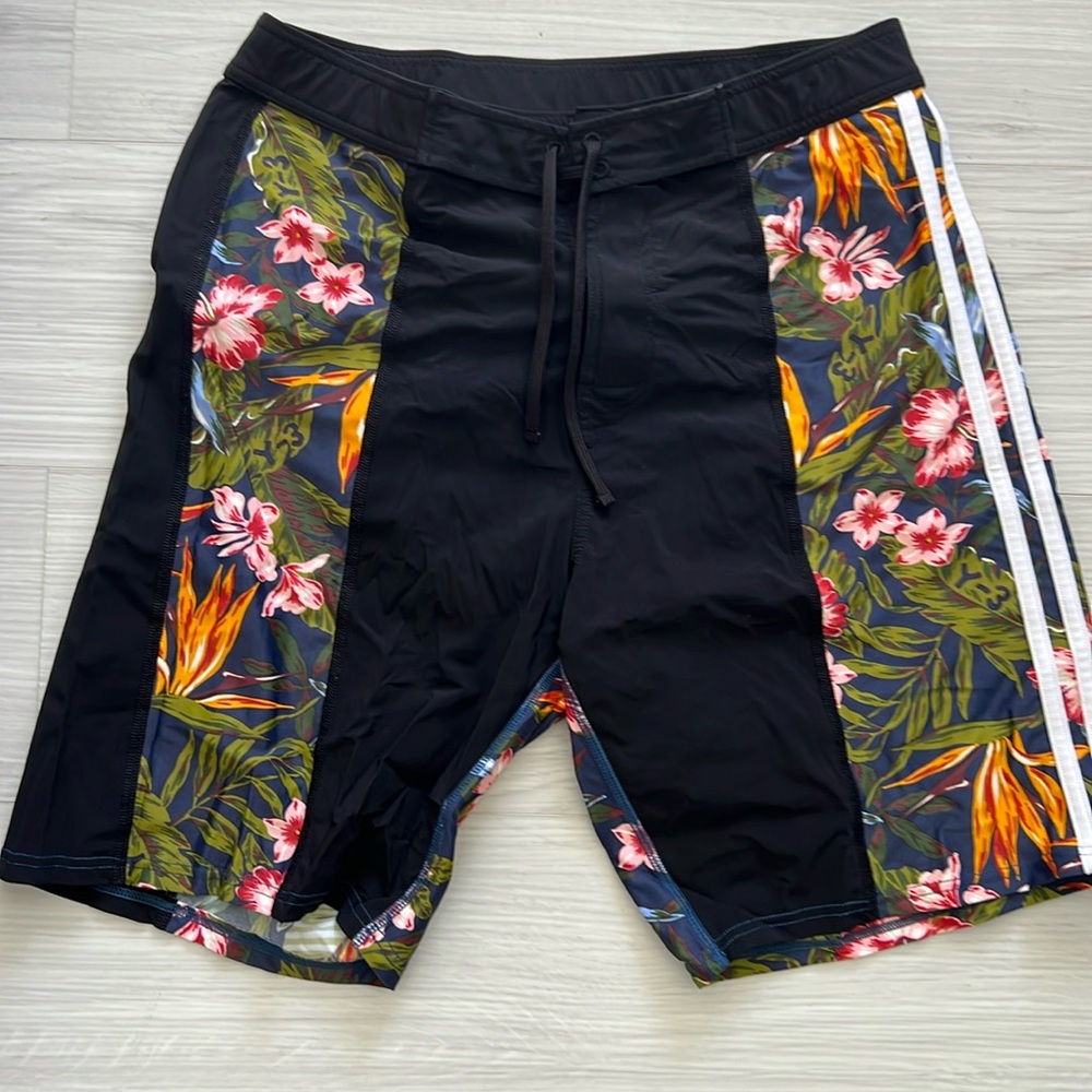 Y3 printed board swim shorts